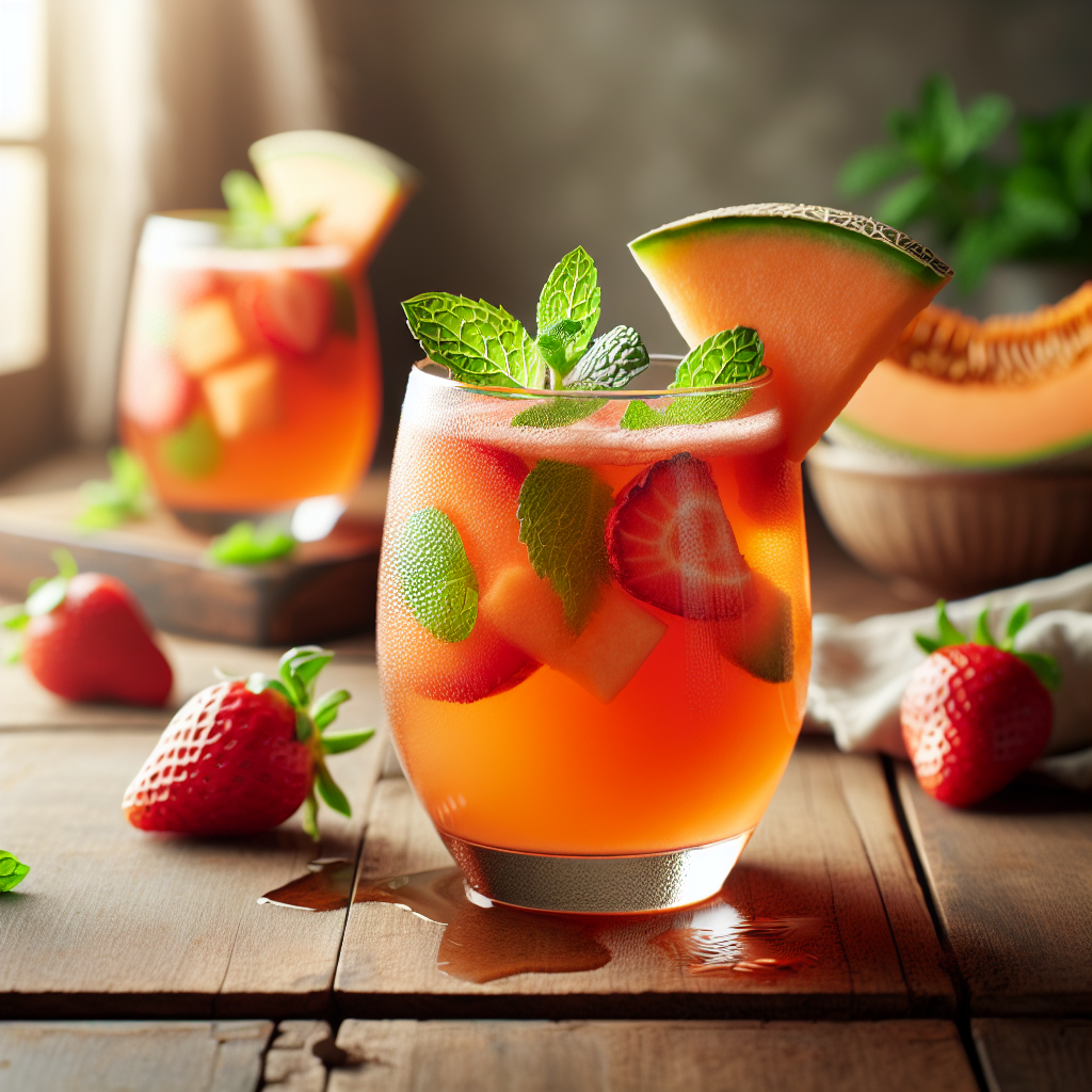 Cantaloupe Strawberry Hibiscus Tea Juice