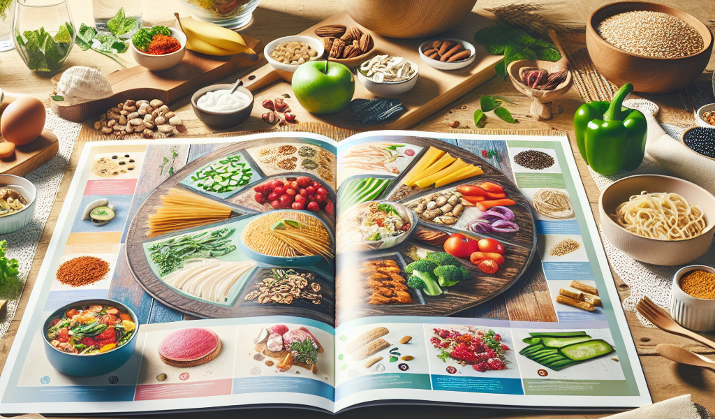 A beautifully arranged wooden table showcasing a variety of dietary options, including vegan, gluten-free, and dairy-free dishes with fresh ingredients.